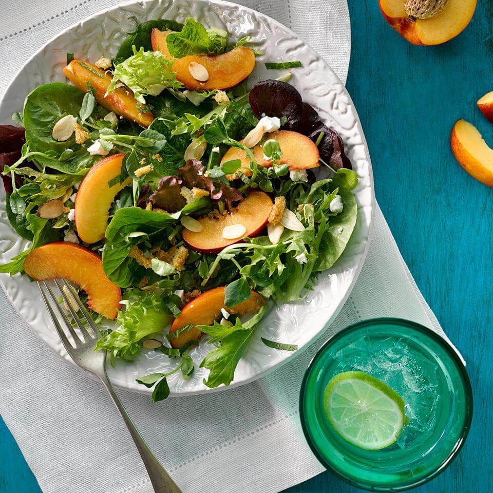 Green Salad With Peaches Mint Vinaigrette 1