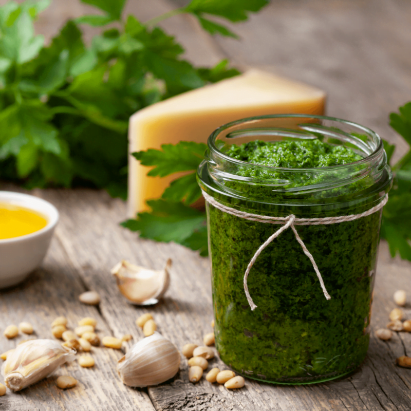 Grilled Goat Cheese Parsley Pesto